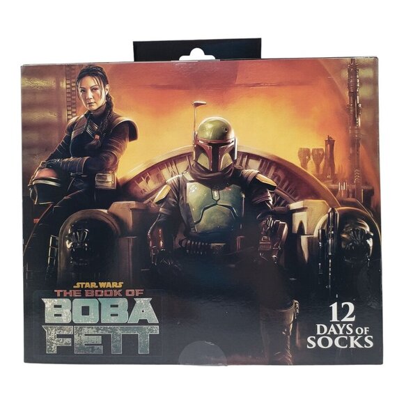Star Wars Boba Socks Advent Gift Box 12 Pairs Crew & Low Cut Adult 6-12 NEW - Picture 1 of 8